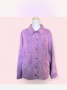 CJ Banks Lavender Swirl Button-Up Jacket